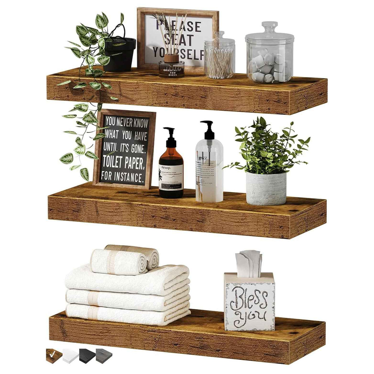 Bamboo Floating Wall Shelf