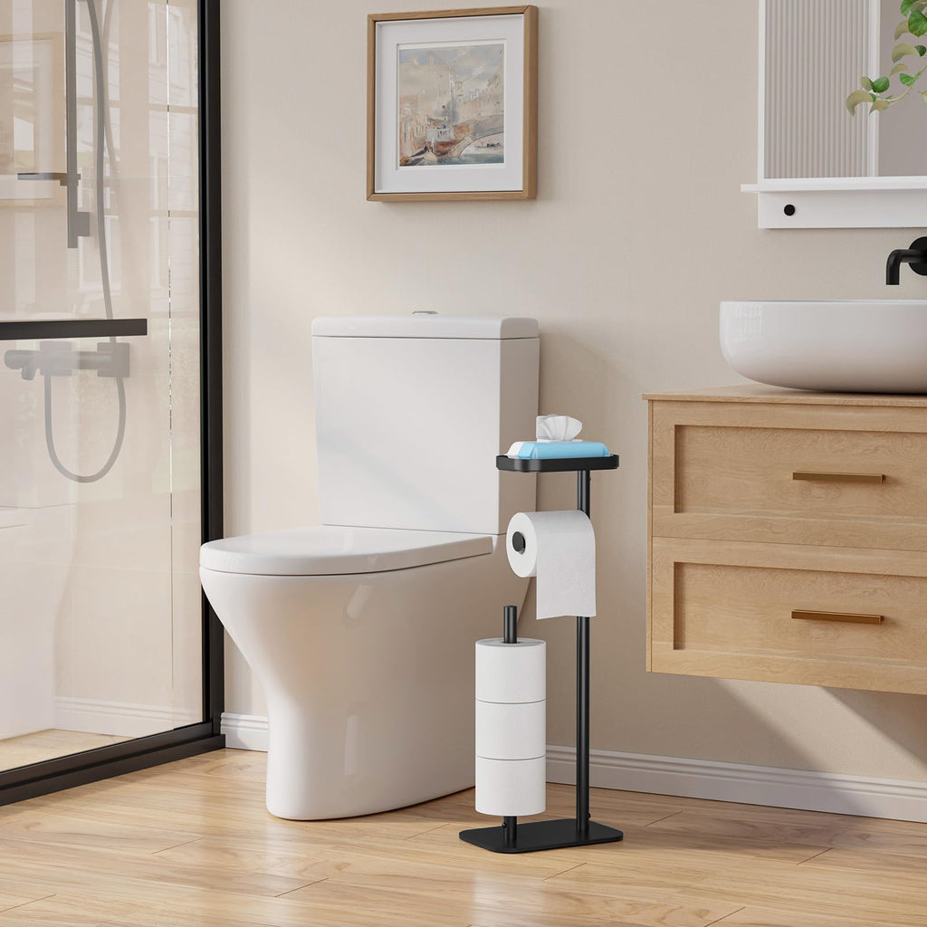 Kitsure Freestanding Toilet Paper Holder with Shelf