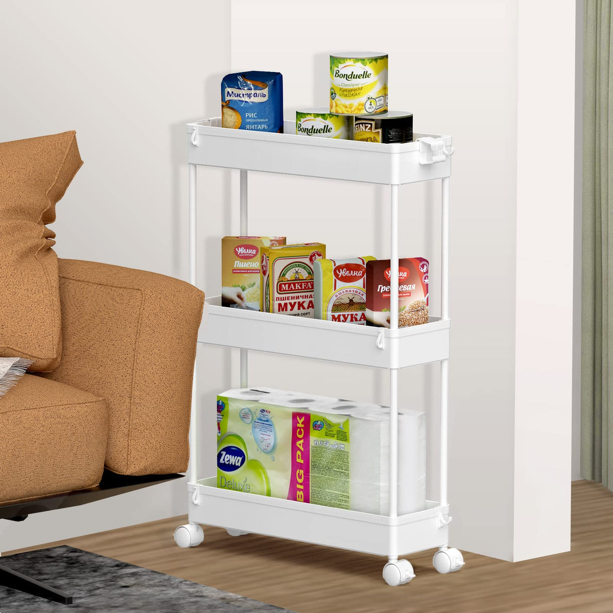 SPACELEAD 3-Tier Slim Rolling Storage Cart