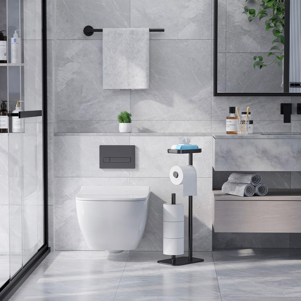 Kitsure Freestanding Toilet Paper Holder with Shelf