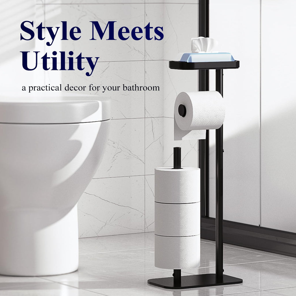 Kitsure Freestanding Toilet Paper Holder with Shelf