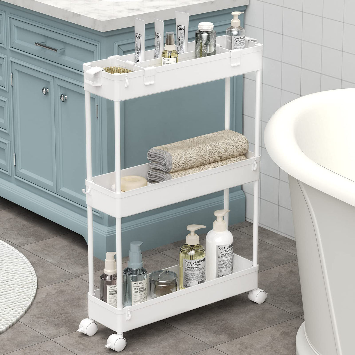 SPACELEAD 3-Tier Slim Rolling Storage Cart