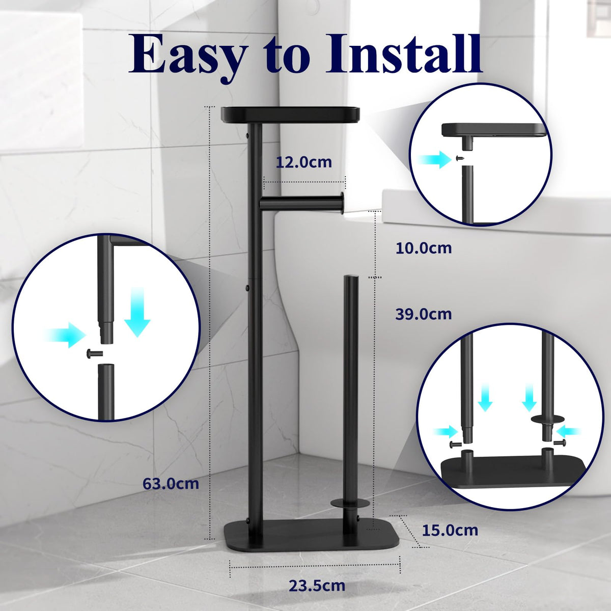 Kitsure Freestanding Toilet Paper Holder with Shelf