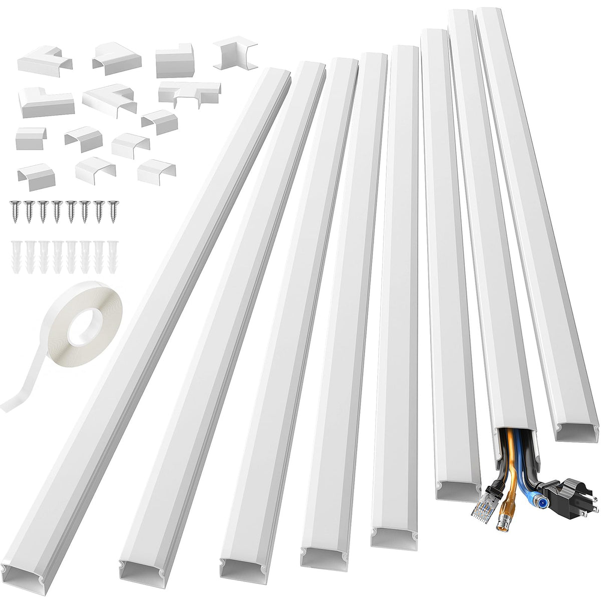 Yecaye 8-Piece Wall Cable Concealer Kit