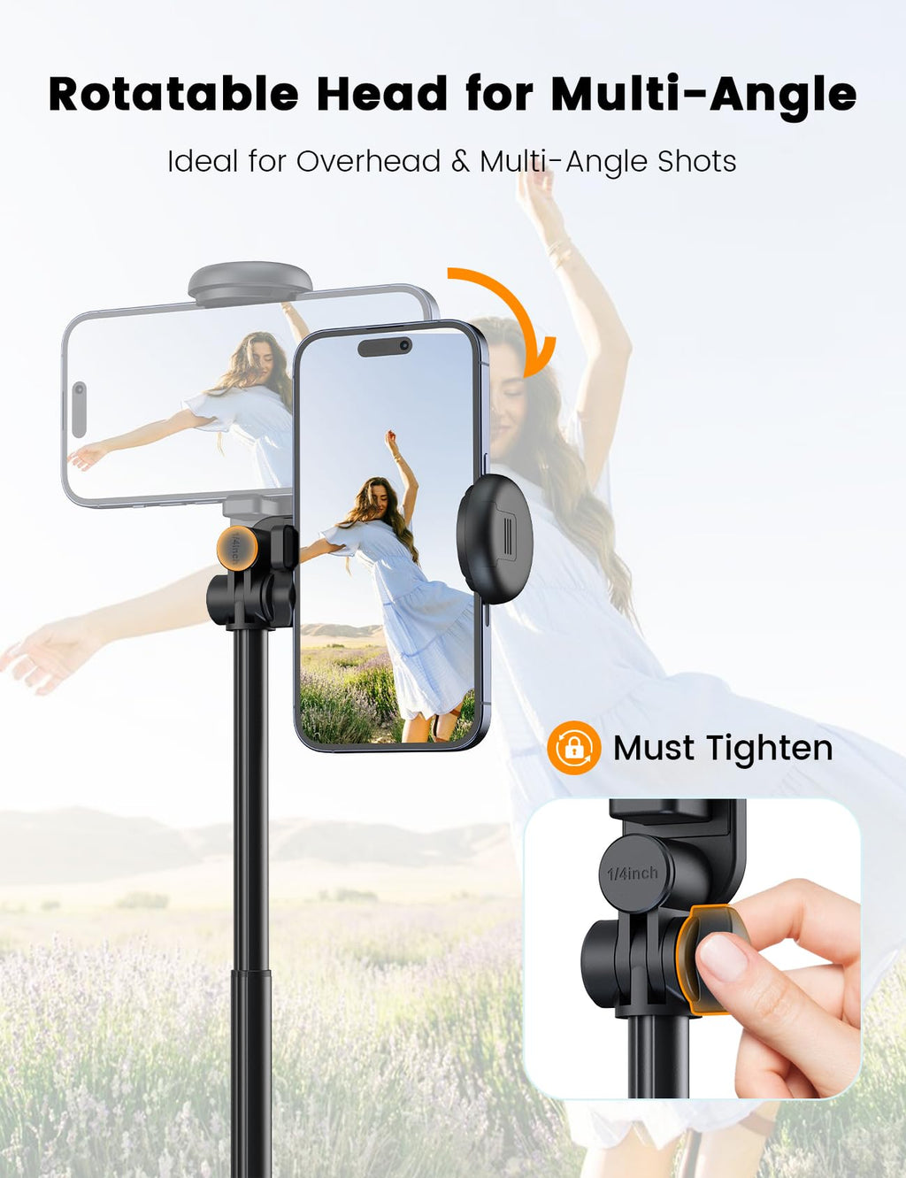 ANXRE 67.7-Inch Phone and Camera Tripod with Light