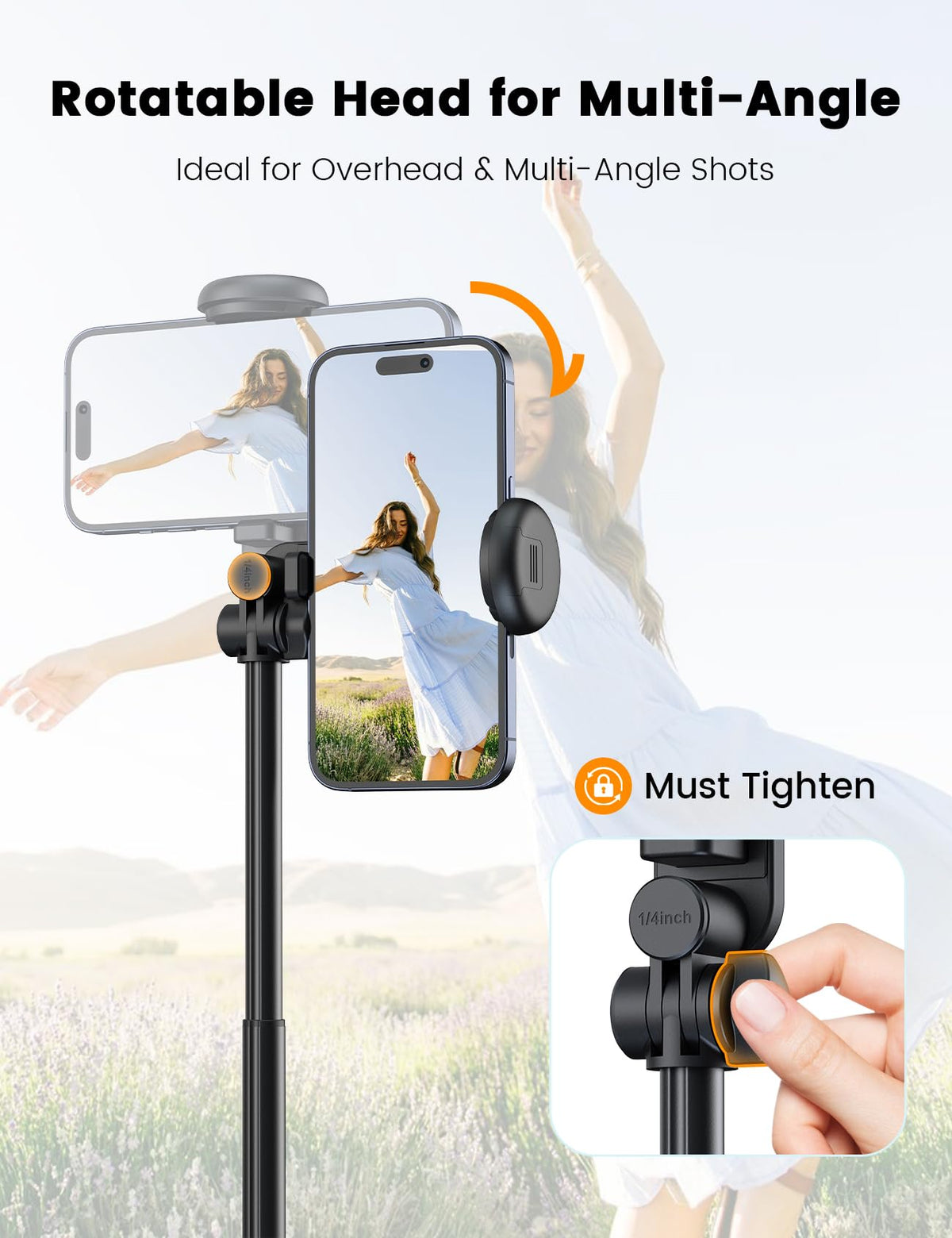 ANXRE 67.7-Inch Phone and Camera Tripod with Light