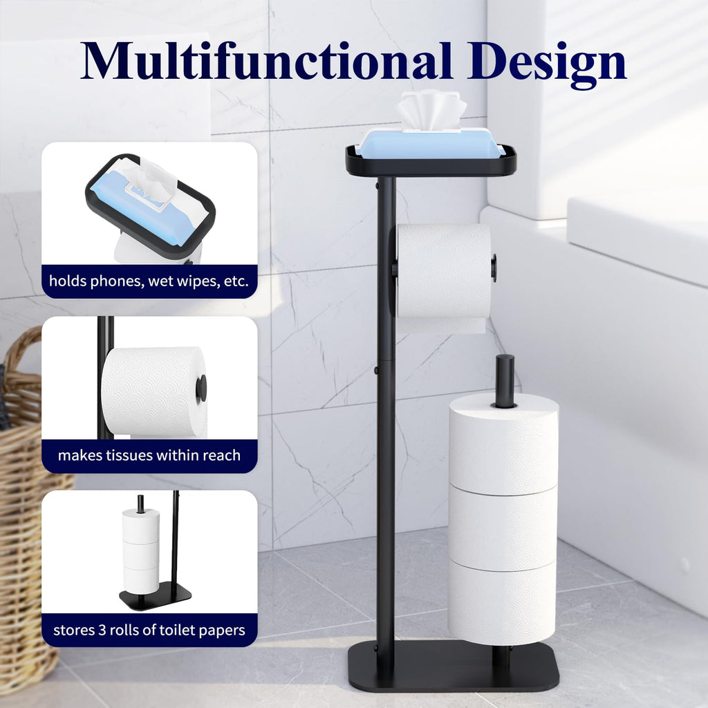 Kitsure Freestanding Toilet Paper Holder with Shelf