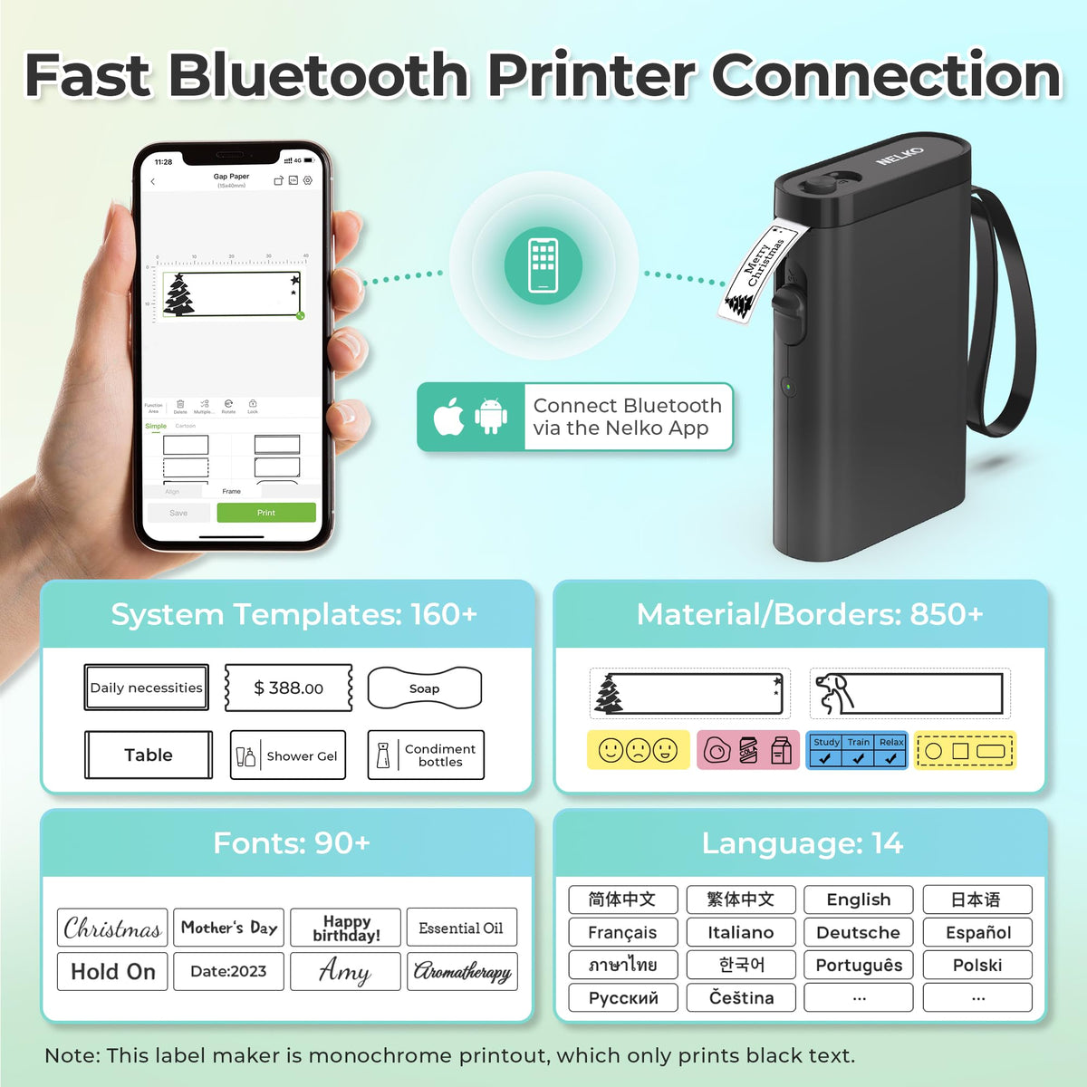Portable Bluetooth Label Maker with Tape