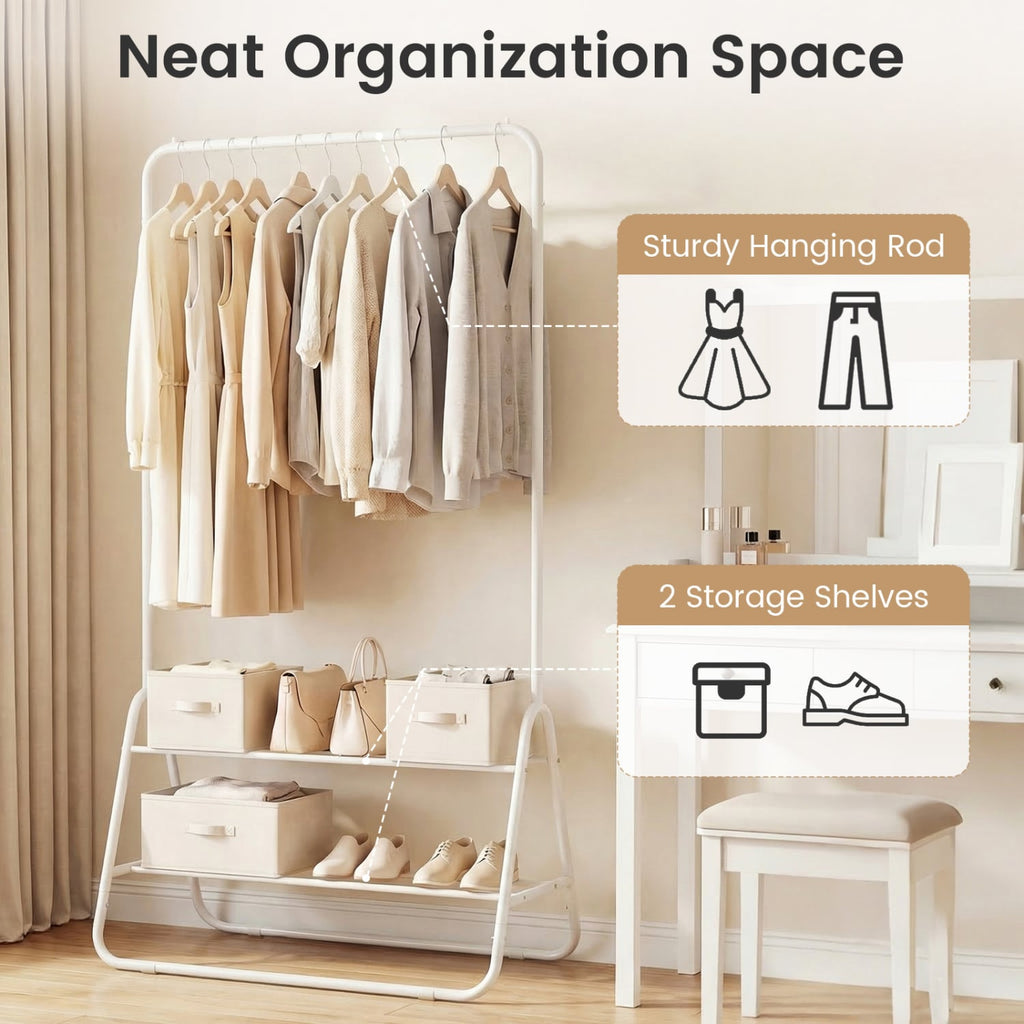 Renewli Heavy-Duty Clothes Rack with Storage Shelves