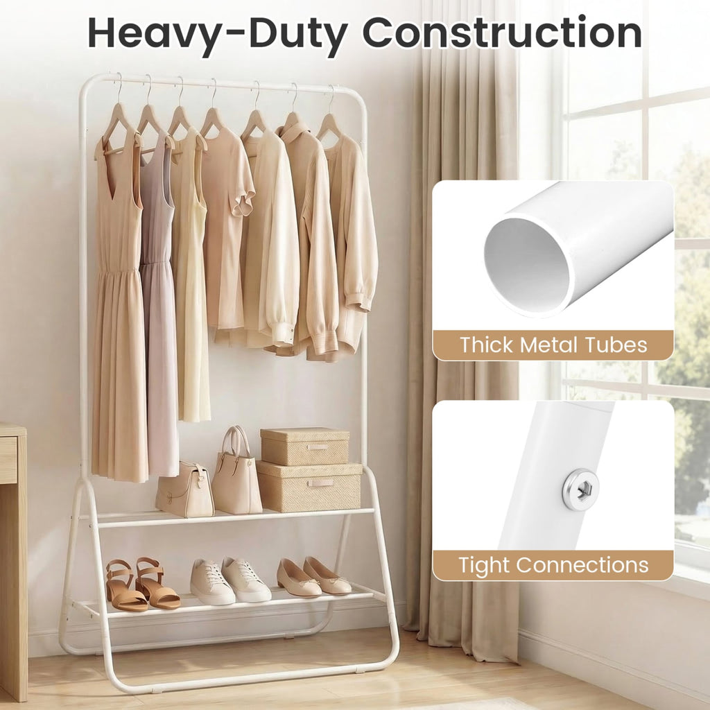 Renewli Heavy-Duty Clothes Rack with Storage Shelves