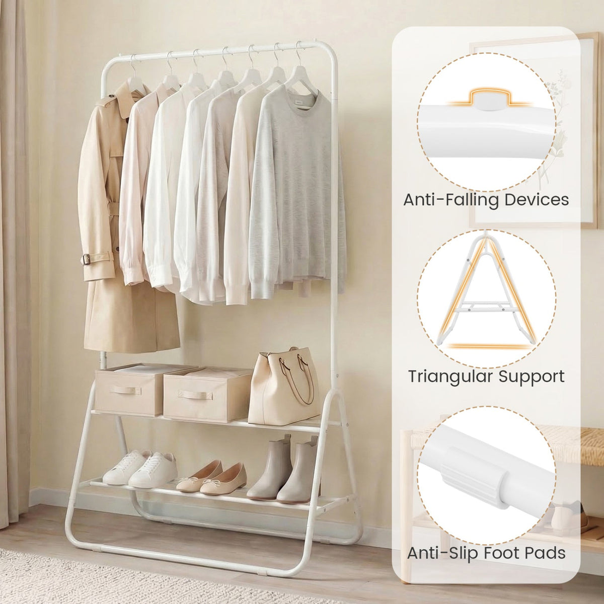 Renewli Heavy-Duty Clothes Rack with Storage Shelves