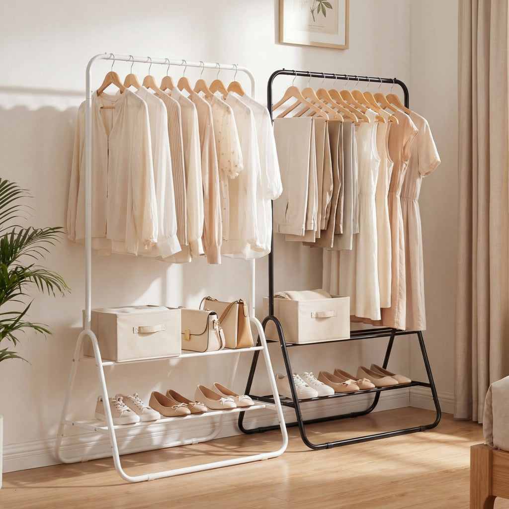 Renewli Heavy-Duty Clothes Rack with Storage Shelves