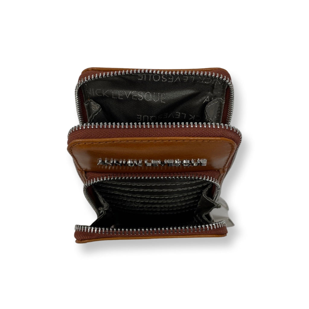 Marie-Josée Cognac Genuine Leather Phone Crossbody Bag