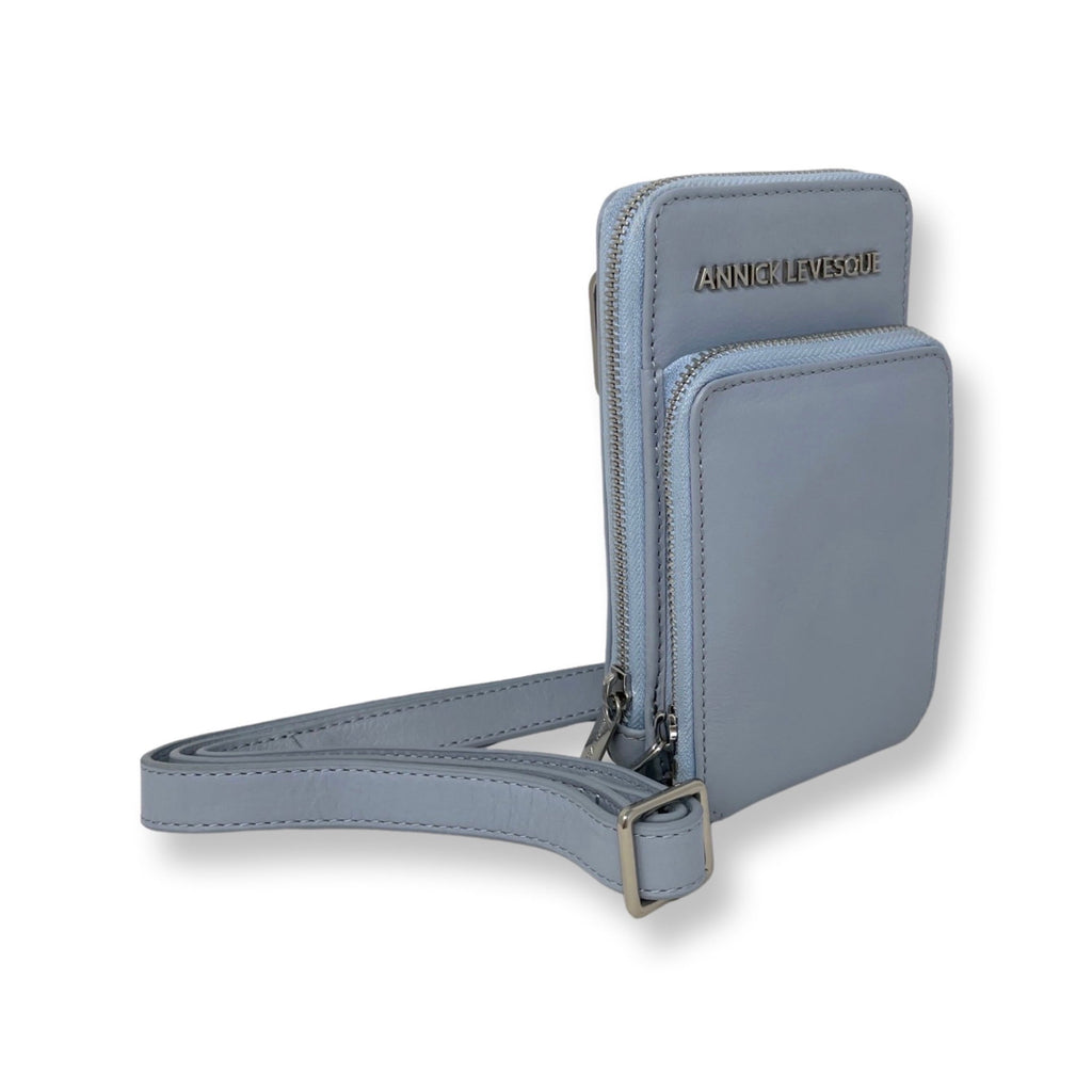 Marie-Josée Powder Blue Genuine Leather Phone Crossbody Bag