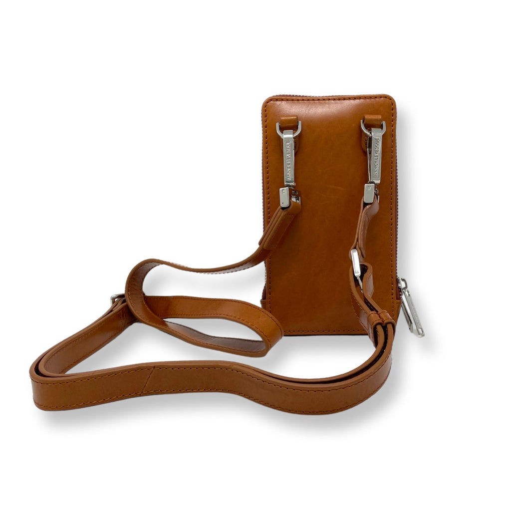 Marie-Josée Cognac Genuine Leather Phone Crossbody Bag